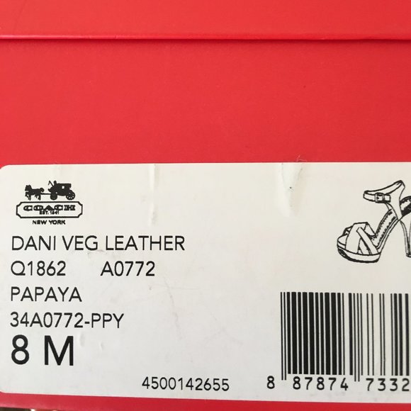 Orange Coach strappy heels - size 8 M - Picture 5 of 7